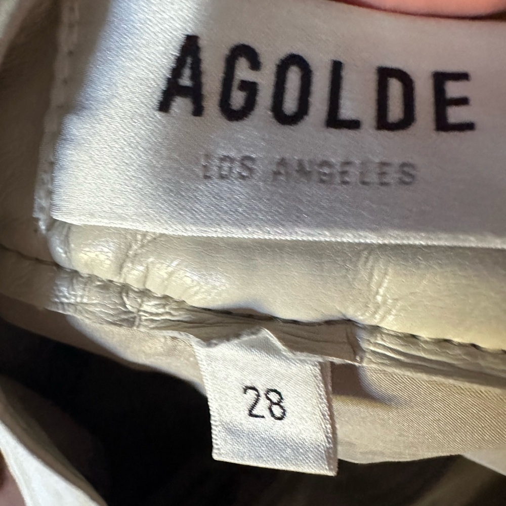 AGolde 90s high waist recycled leather jeans in Ivory - Picture 6 of 7